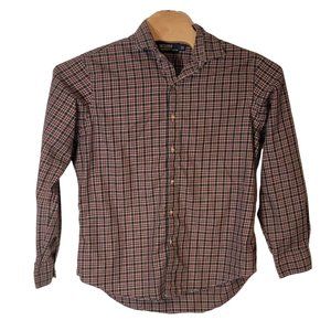 Polo Ralph Lauren Button Up Long Sleeve Shirt‎ Green Burgandy Plaid Size Large